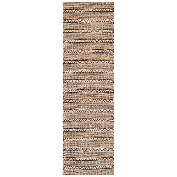 SAFAVIEH Natural Fiber Jack Striped Runner Rug, Black/Natural, 2'3" x 8'