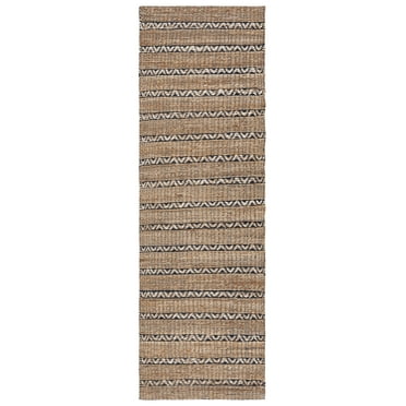 SAFAVIEH Natural Fiber Jack Striped Runner Rug, Navy/Natural, 2'3" x 8'