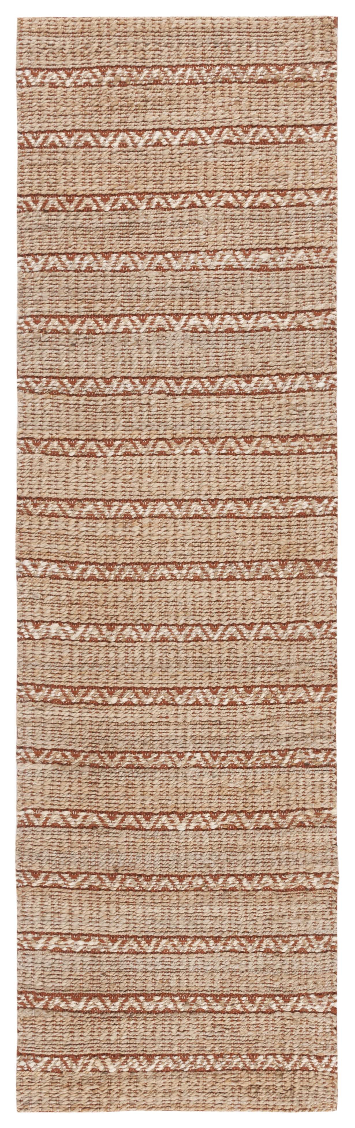 SAFAVIEH Natural Fiber Jack Striped Runner Rug, Rust/Natural, 2'3