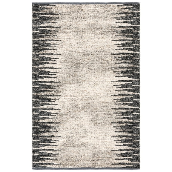 SAFAVIEH Natural Fiber Jake Abstract Area Rug, Bleach/Black, 5' x 8'