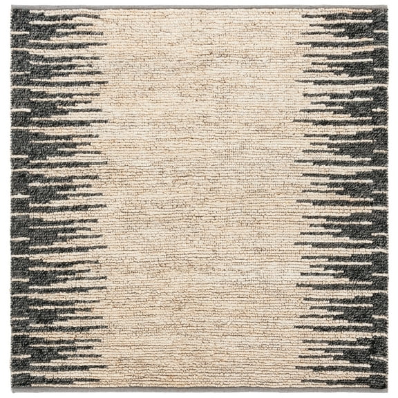 SAFAVIEH Natural Fiber Jake Abstract Area Rug, Bleach/Black, 6' x 6' Square