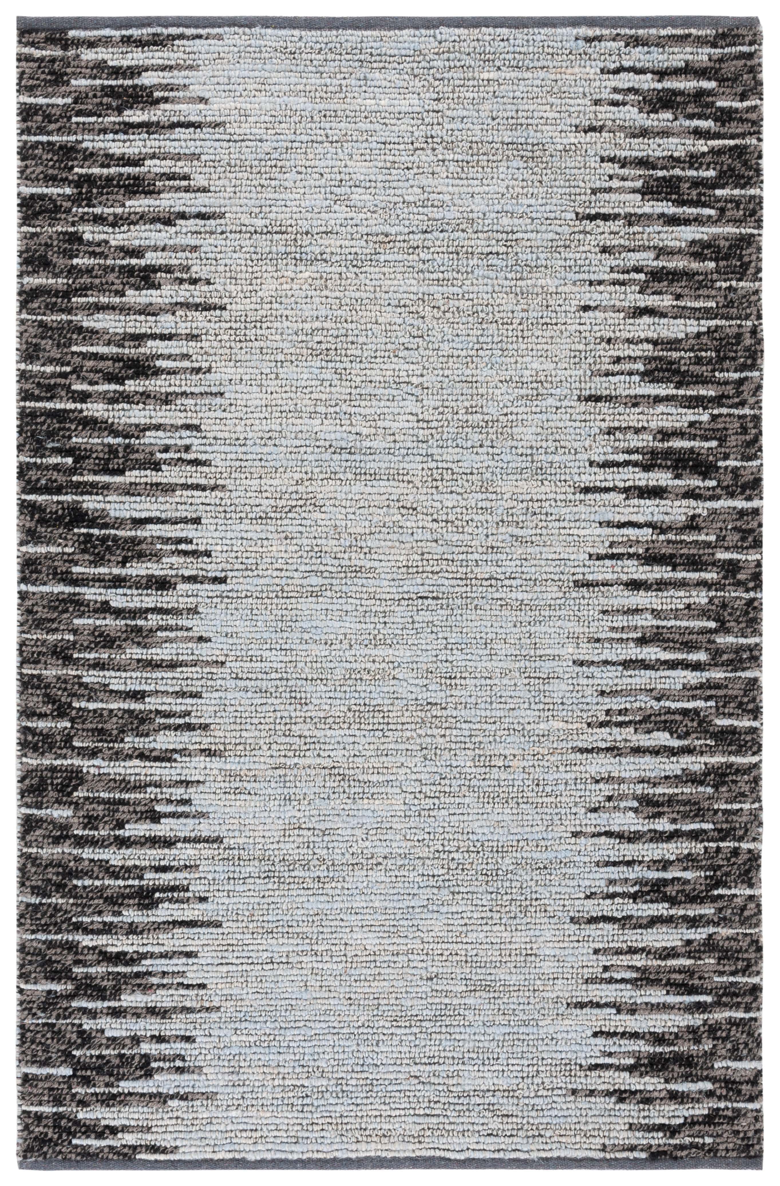 SAFAVIEH Natural Fiber Jake Abstract Area Rug, Light Blue/Black, 6' x 9'