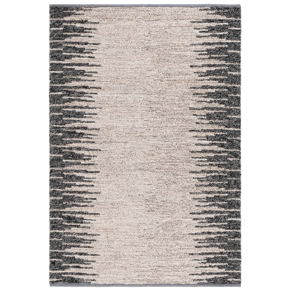 SAFAVIEH Natural Fiber Jake Abstract Area Rug, Light Grey/Black, 4' x 6'