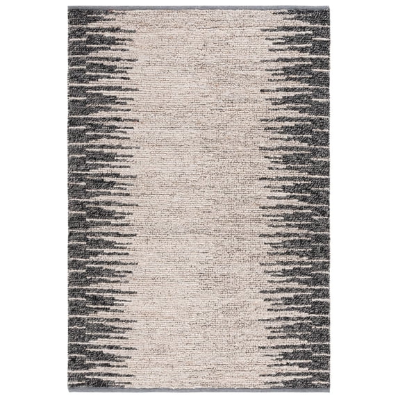 SAFAVIEH Natural Fiber Jake Abstract Area Rug, Light Grey/Black, 6' x 9'