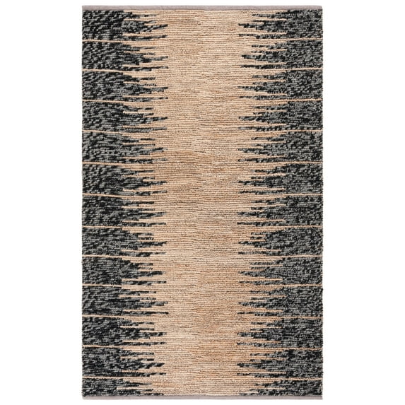 SAFAVIEH Natural Fiber Jake Abstract Area Rug, Natural/Black, 4' x 6'