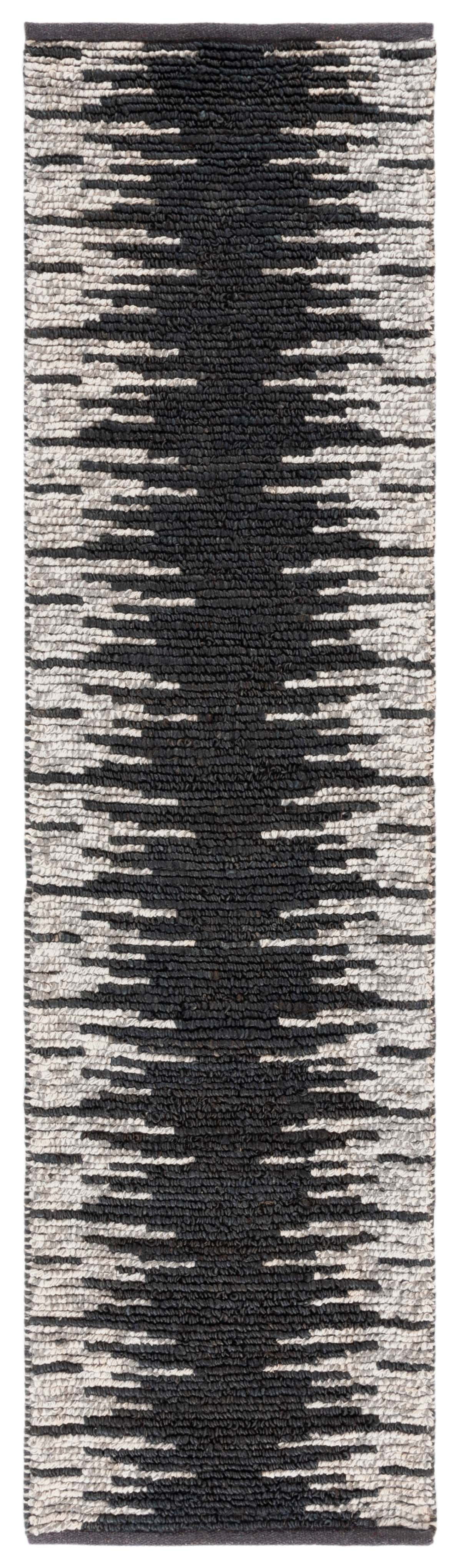 SAFAVIEH Natural Fiber Jake Abstract Runner Rug, Black/Beige, 2'3" x 8'
