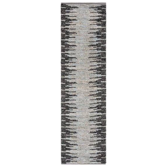 SAFAVIEH Natural Fiber Jake Abstract Runner Rug, Light Blue/Black, 2'3" x 8'