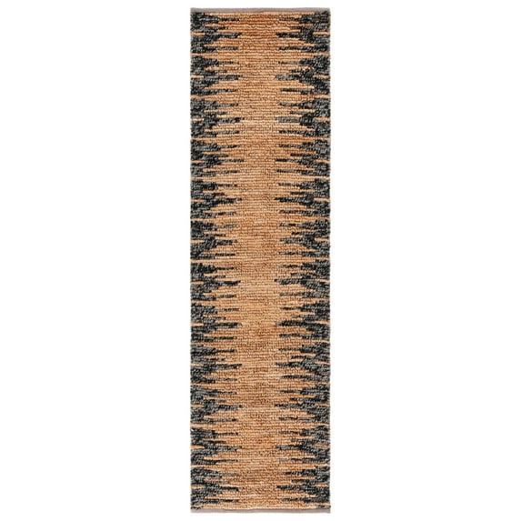SAFAVIEH Natural Fiber Jake Abstract Runner Rug, Natural/Black, 2'3" x 8'