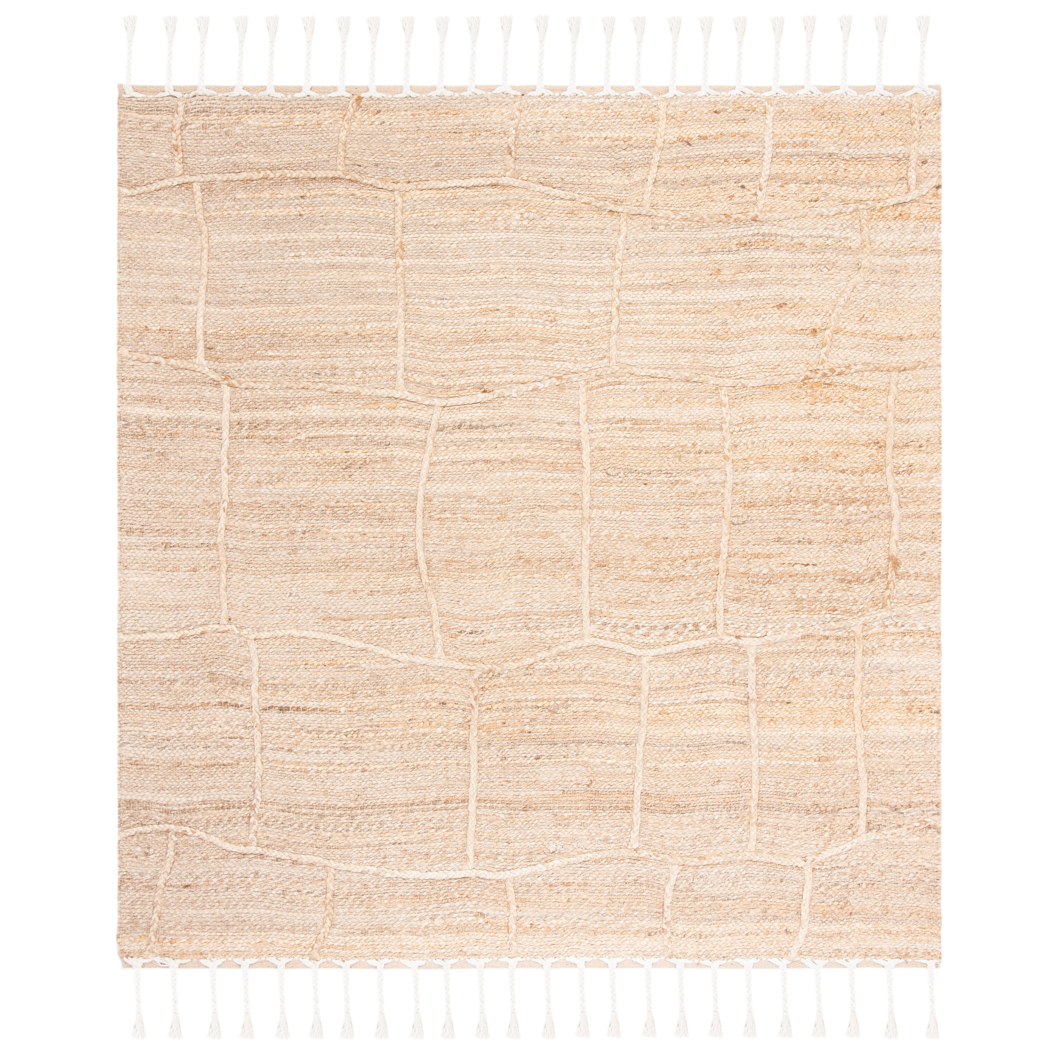 Handwoven Jute Natural Fiber 6' Square Area Rug with Non-Slip Backing
