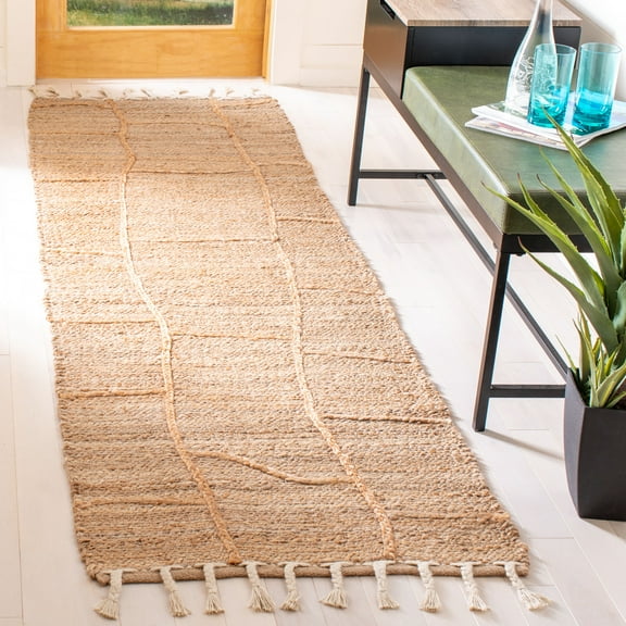 SAFAVIEH Natural Fiber Jamaar Geometric Jute Runner Rug, Natural, 2'6" x 8'