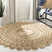 SAFAVIEH Natural Fiber Jannah Solid Braided Jute Area Rug, Natural, 10' x 10' Round