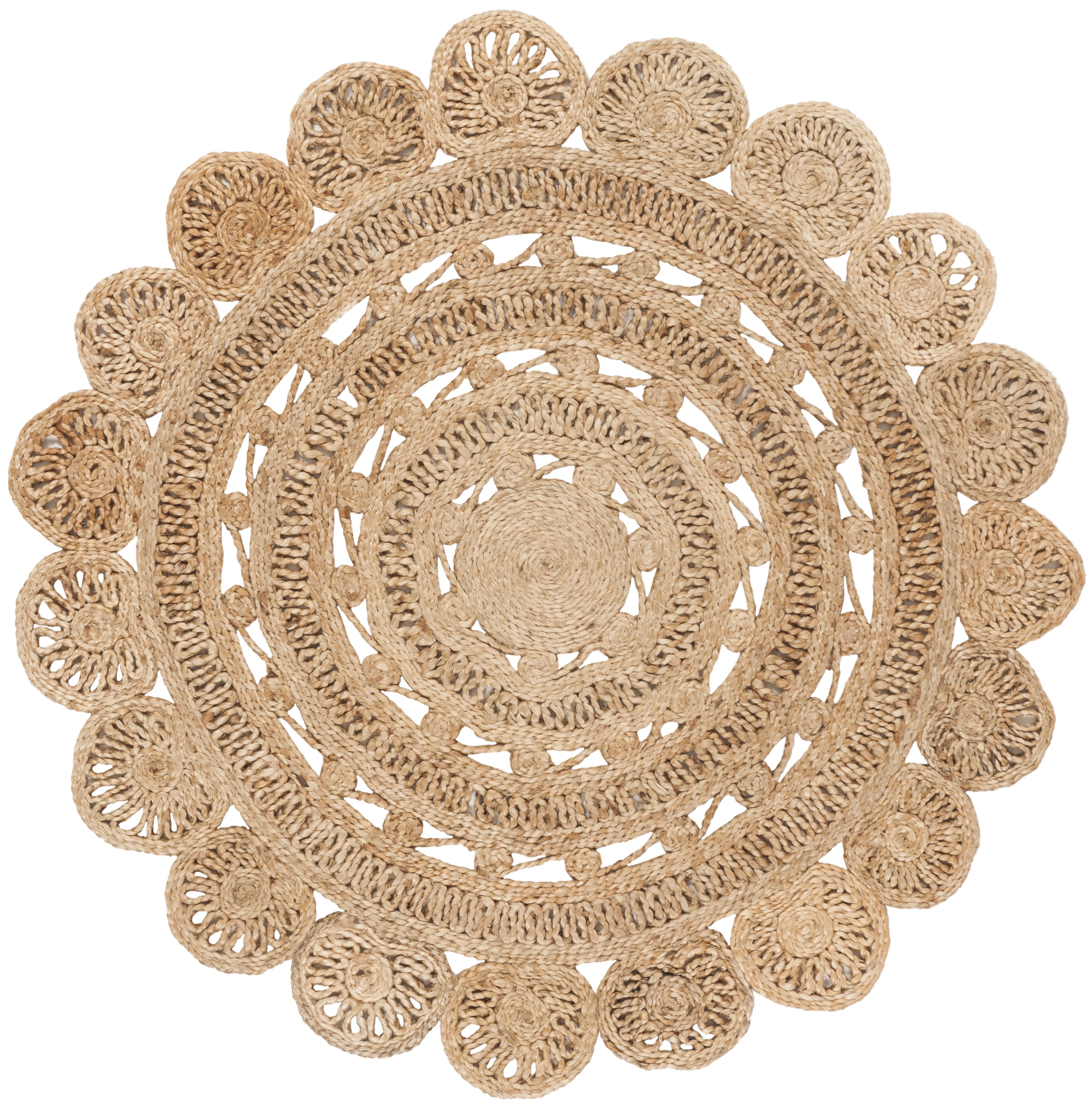 SAFAVIEH Natural Fiber Jannah Solid Braided Jute Area Rug, Natural, 3' x 3' Round