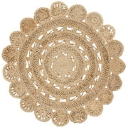 SAFAVIEH Natural Fiber Jannah Solid Braided Jute Area Rug, Natural, 4' x 4' Round