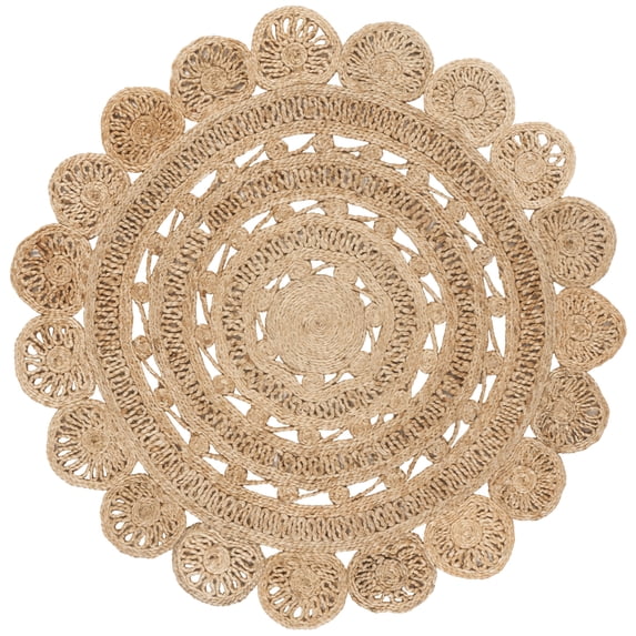SAFAVIEH Natural Fiber Jannah Solid Braided Jute Area Rug, Natural, 8' x 8' Round