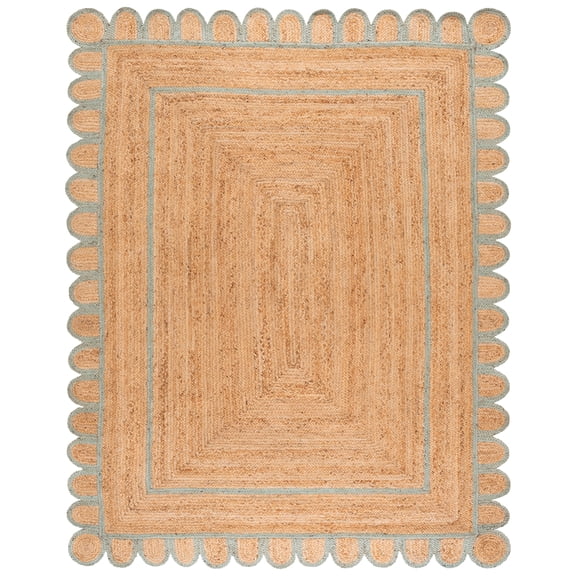 SAFAVIEH Natural Fiber Javier Solid Area Rug, Natural/Light Blue, 8' x 10'
