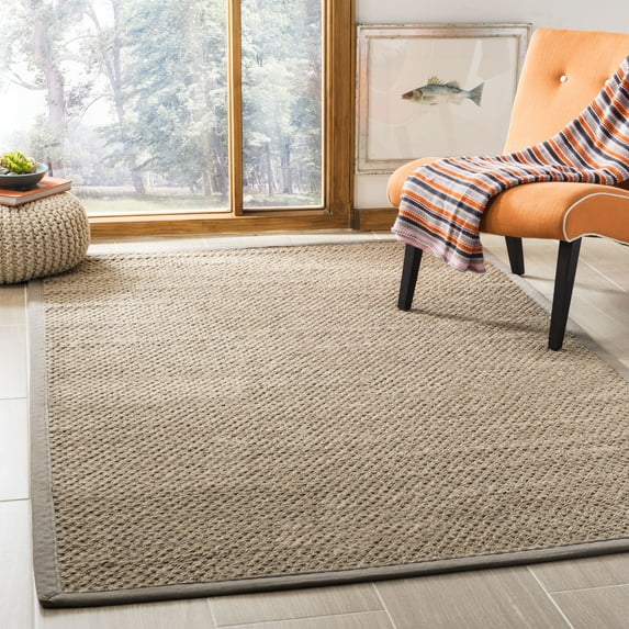SAFAVIEH Natural Fiber Jaye Braided Sisal Area Rug, Natural/Grey, 5' x 8'