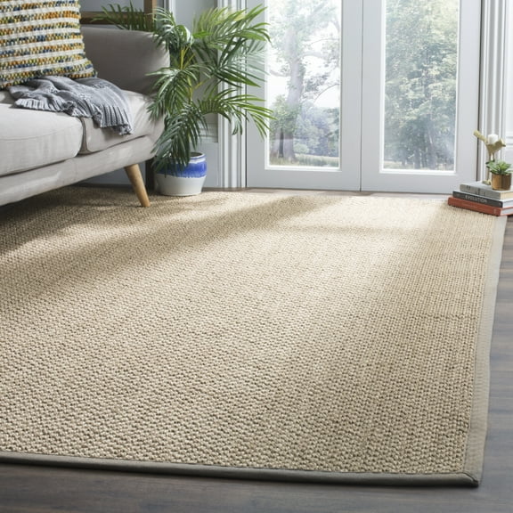 SAFAVIEH Natural Fiber Jaye Braided Sisal Area Rug, Natural/Grey, 9' x 12'