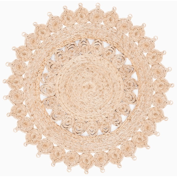 SAFAVIEH Natural Fiber Jeanie Geometric Area Rug, Natural, 5' x 5' Round