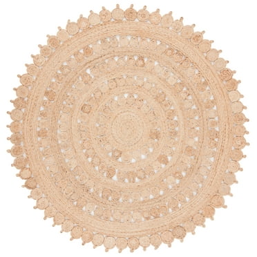 SAFAVIEH Natural Fiber Jeanie Geometric Area Rug, Natural, 7' x 7' Round
