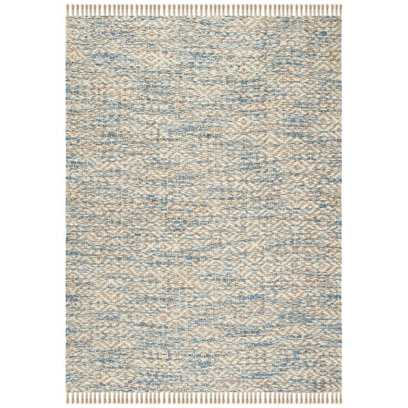 SAFAVIEH Natural Fiber Jennica Abstract Area Rug, Natural/Blue, 9' x 12'