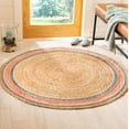 thumbnail image 1 of SAFAVIEH Natural Fiber Jermaine Geometric Jute Area Rug, Fuchsia/Beige, 3' x 3' Round, 1 of 6