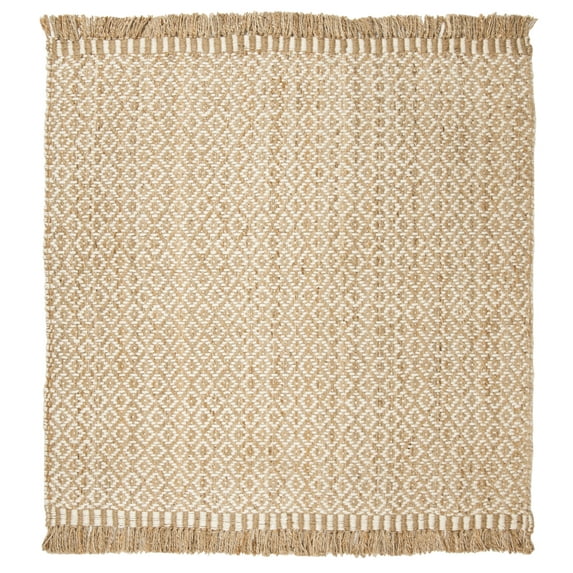 SAFAVIEH Natural Fiber Johanna Geometric Area Rug, Natural/Ivory, 5' x 5' Square