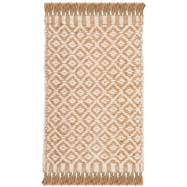 SAFAVIEH Natural Fiber Johanna Geometric Jute Area Rug, Natural/Ivory, 2'3" x 4'