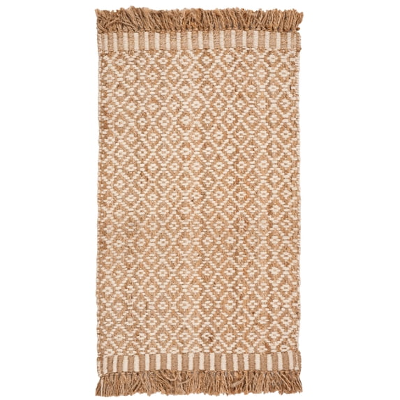 SAFAVIEH Natural Fiber Johanna Geometric Jute Area Rug, Natural/Ivory, 3' x 5'