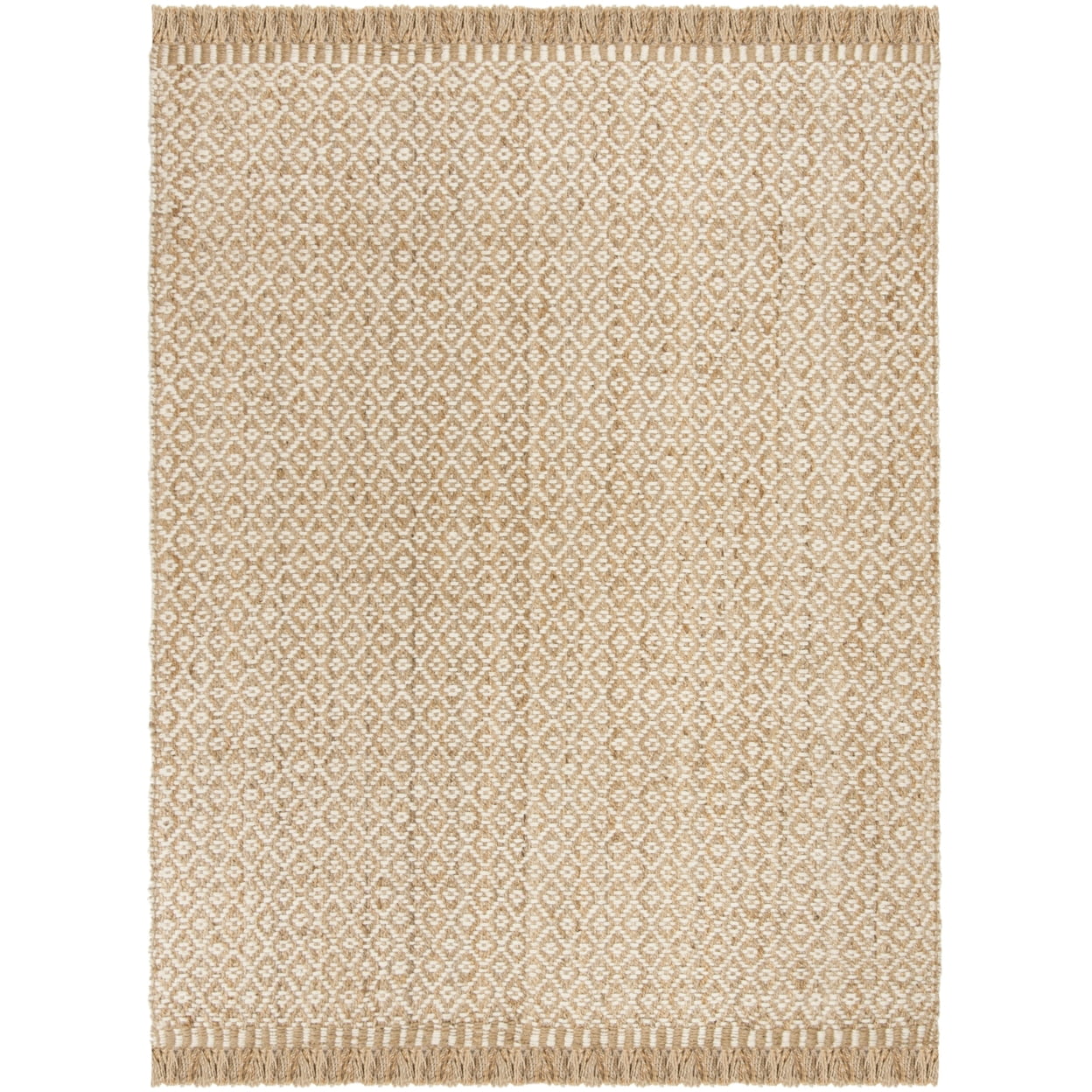SAFAVIEH Natural Fiber Johanna Geometric Jute Area Rug, Natural/Ivory, 8' x 10'