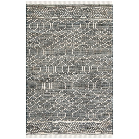 SAFAVIEH Natural Fiber Joleen Geometric Area Rug, Black/Ivory, 8' x 10'