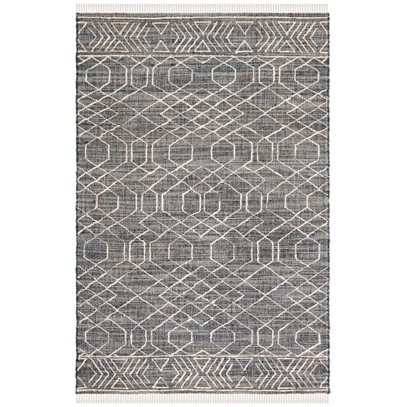 SAFAVIEH Natural Fiber Joleen Geometric Area Rug, Black/Ivory, 8' x 10'