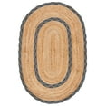 thumbnail image 1 of SAFAVIEH Natural Fiber Joshua Bordered Area Rug, Natural/Grey, 4' x 6' Oval, 1 of 8