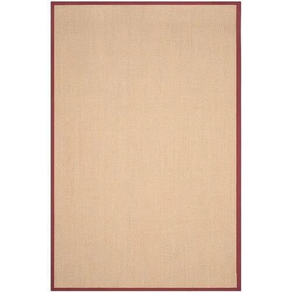 Handmade Natural Sisal Rug with Burgundy Border