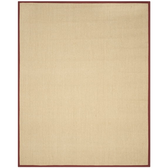 SAFAVIEH Natural Fiber Jovana Border Seagrass Area Rug, Maize/Burgundy, 5' x 8'