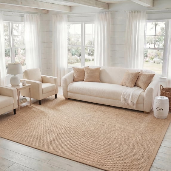 Safavieh Natural Fiber Jovana Solid Area Rug, Maize/Linen, 6' x 6' Square