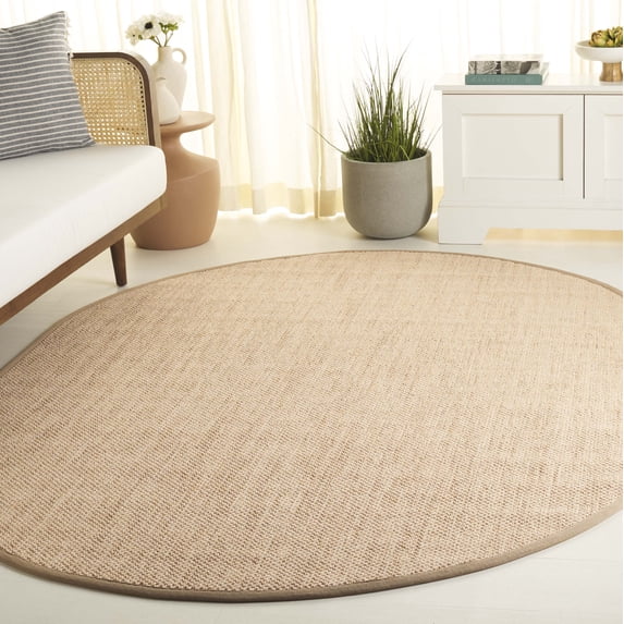 Safavieh Natural Fiber Jovana Solid Area Rug, Maize/Linen, 6' x 8' Oval