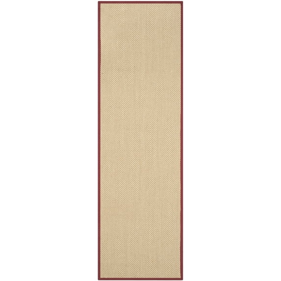 SAFAVIEH Natural Fiber Jovana Solid Runner Rug, Maize/Burgundy, 2'6" x 6'