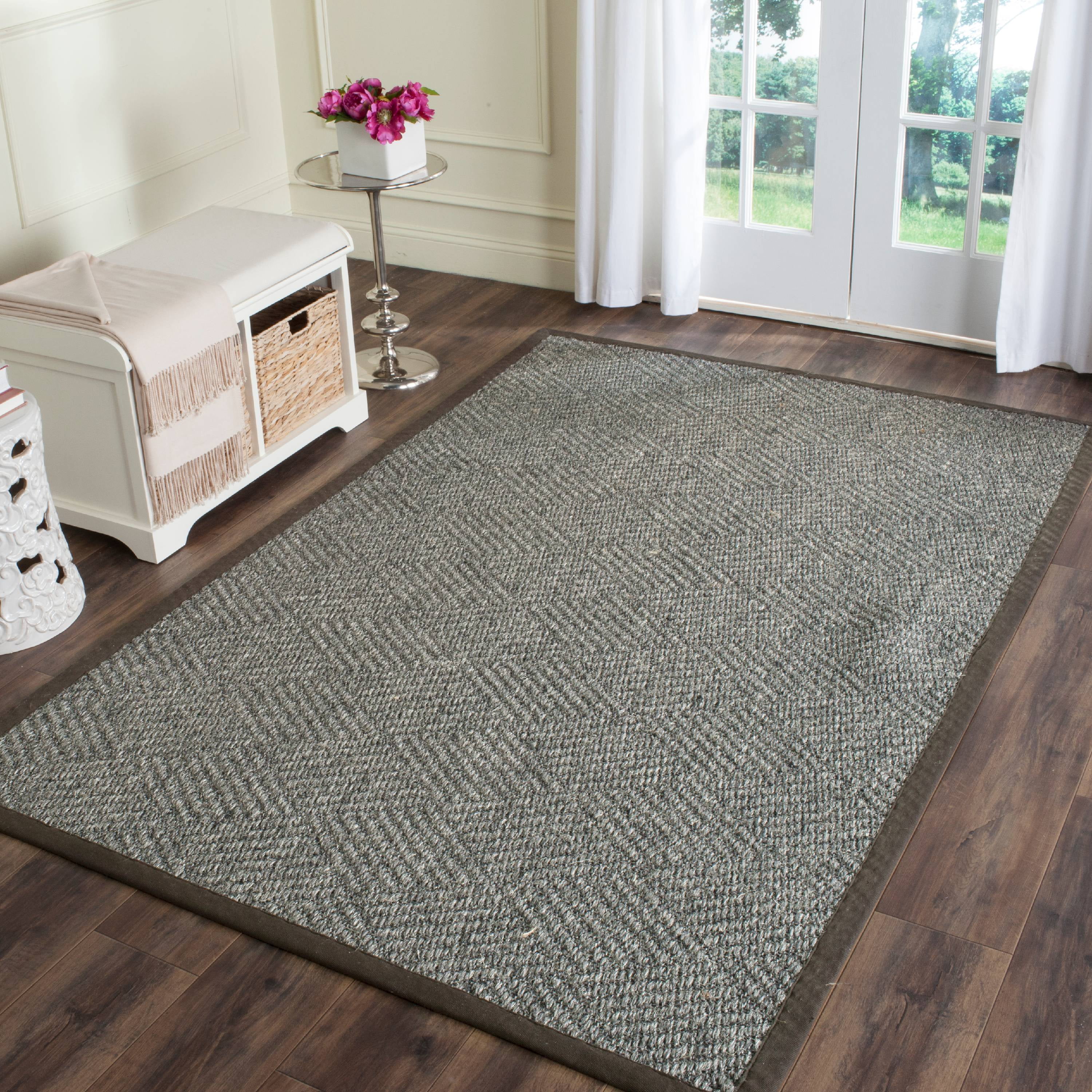 Gray and Dark Gray Flat Woven Sisal Area Rug 8'x10'