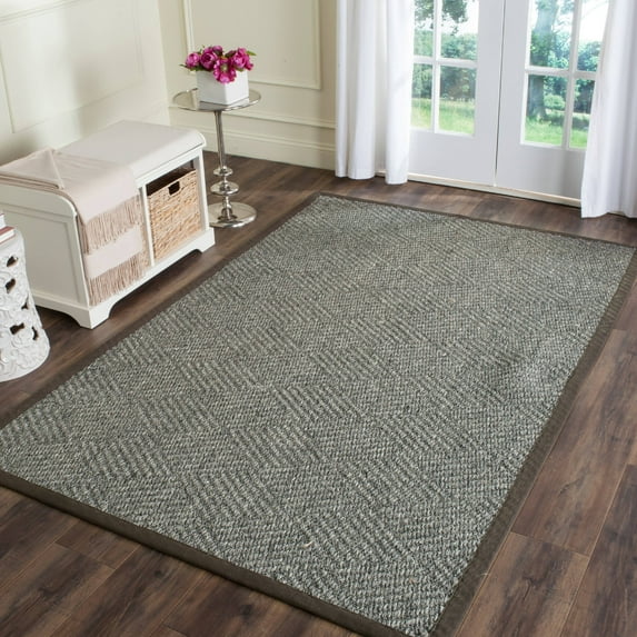 SAFAVIEH Natural Fiber Jovka Braided Sisal Area Rug, Grey/Dark Grey, 8' x 10'