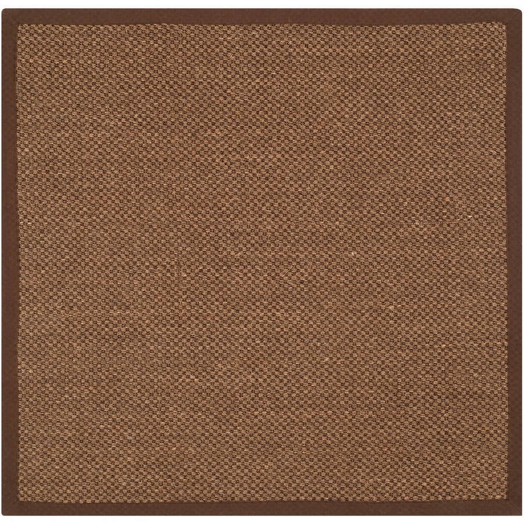Hand-Knotted Cotton Natural Fiber 6' Square Brown Area Rug