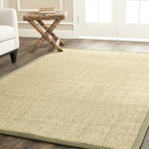 SAFAVIEH Natural Fiber Juniper Border Sisal Area Rug, Natural/Green, 4' x 6'