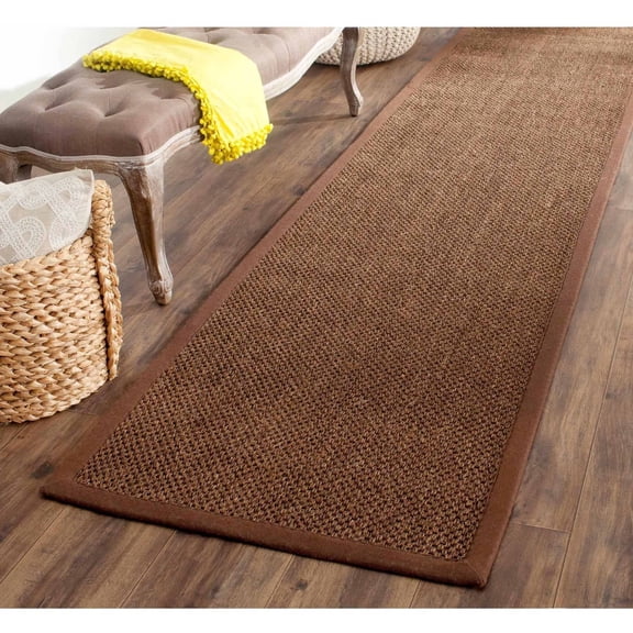 SAFAVIEH Natural Fiber Juniper Border Sisal Runner Rug, Brown, 2'6" x 12'