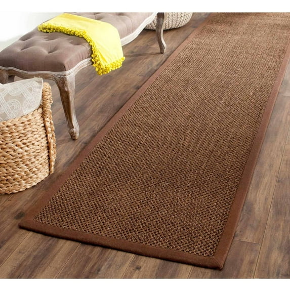 SAFAVIEH Natural Fiber Juniper Border Sisal Runner Rug, Brown, 2'6" x 14'