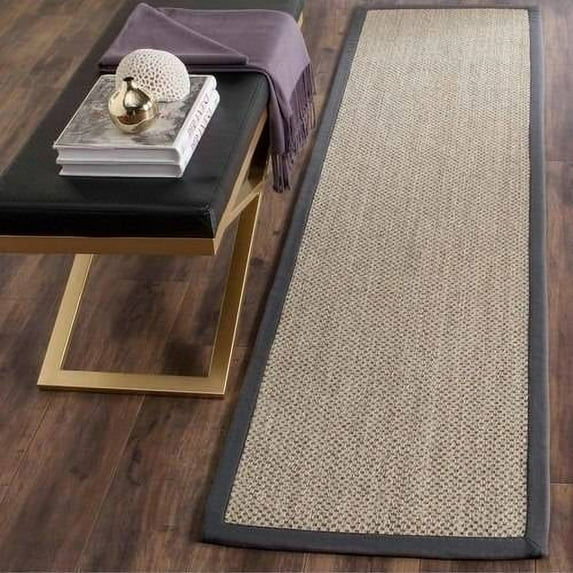 SAFAVIEH Natural Fiber Juniper Border Sisal Runner Rug, Marble/Grey, 2' x 12'