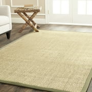 SAFAVIEH Natural Fiber Juniper Border Sisal Runner Rug, Natural/Green, 2'6" x 14'