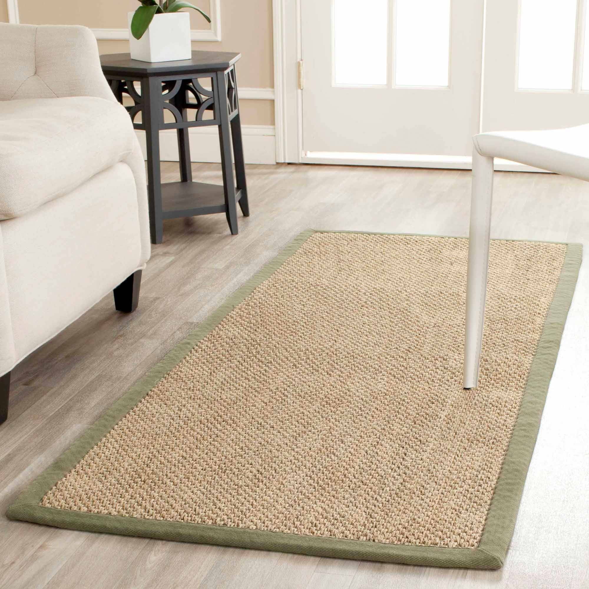 SAFAVIEH Natural Fiber Juniper Border Sisal Runner Rug, Natural/Green, 2'6" x 6'