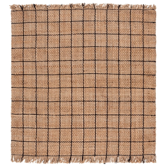 SAFAVIEH Natural Fiber Justina Geometric Area Rug, Natural/Black, 6' x 6' Square