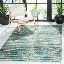 SAFAVIEH Natural Fiber Kaeden Abstract Area Rug, Dark Green/Natural, 8' x 10'