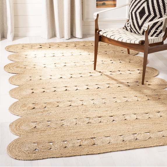 SAFAVIEH Natural Fiber Kaelee Braided Geometric Jute Area Rug, Natural, 6' x 6' Square