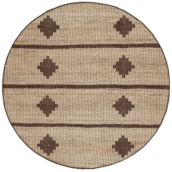 SAFAVIEH Natural Fiber Kagan Geometric Area Rug, Natural/Brown, 6' x 6' Round